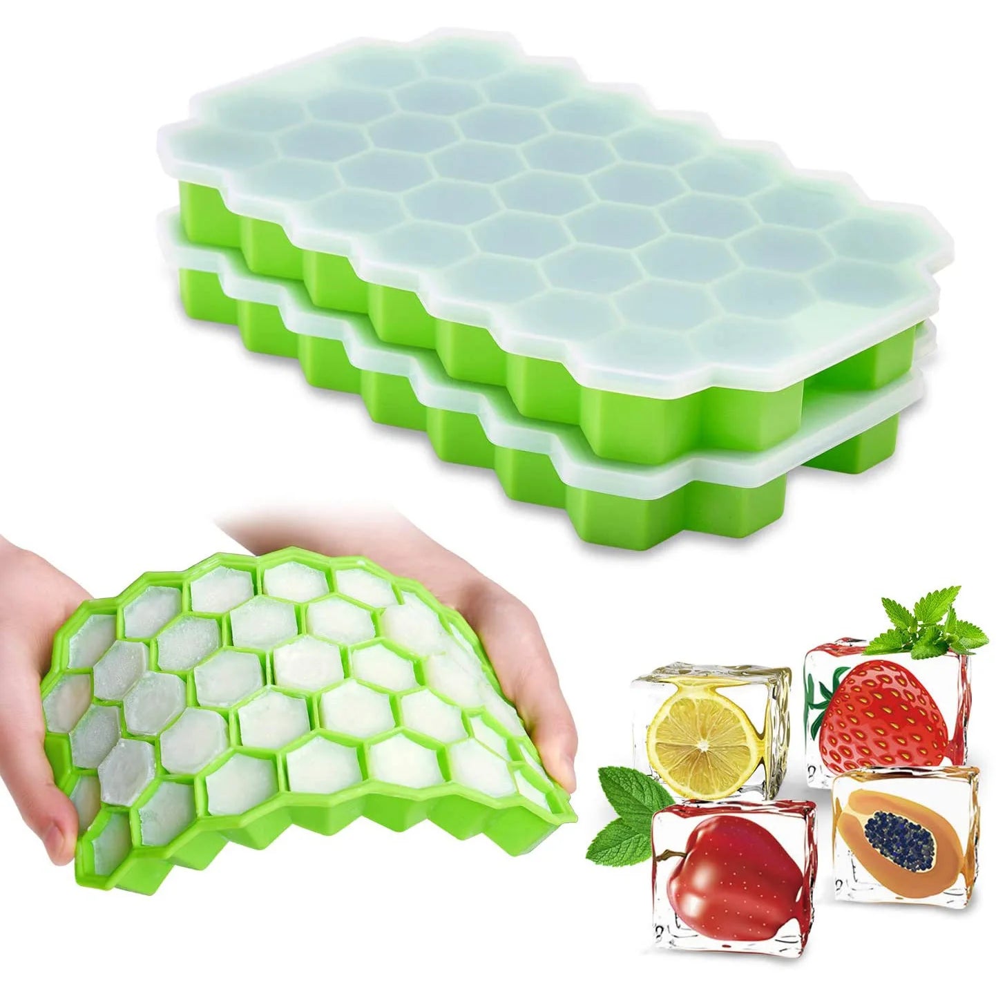 Bac à glaçons en silicone amovible 37 cases, avec couvercle amovible en silicone