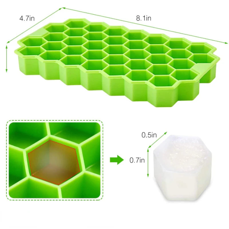 Bac à glaçons en silicone amovible 37 cases, avec couvercle amovible en silicone