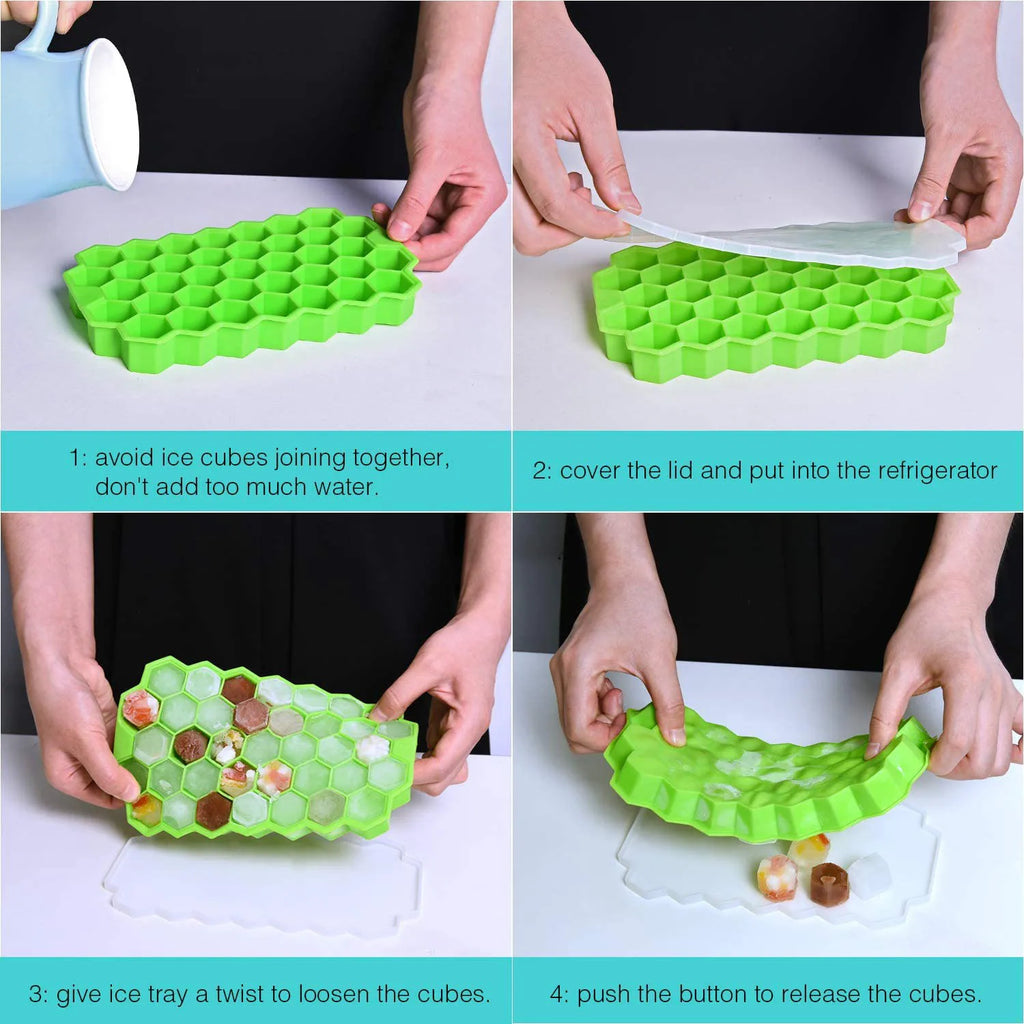Bac à glaçons en silicone amovible 37 cases, avec couvercle amovible en silicone