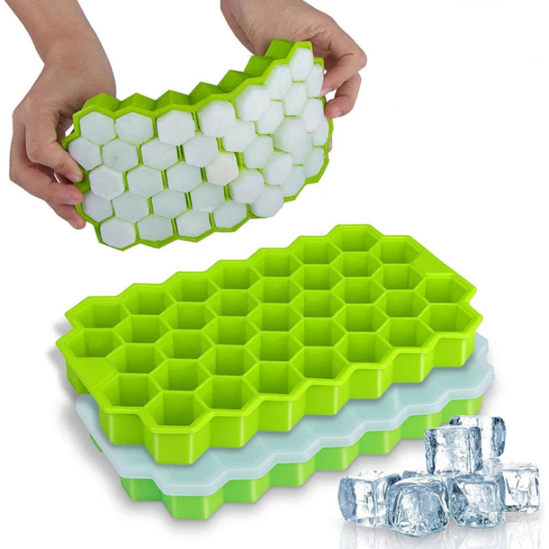 Bac à glaçons en silicone amovible 37 cases, avec couvercle amovible en silicone