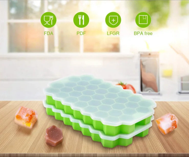Bac à glaçons en silicone amovible 37 cases, avec couvercle amovible en silicone